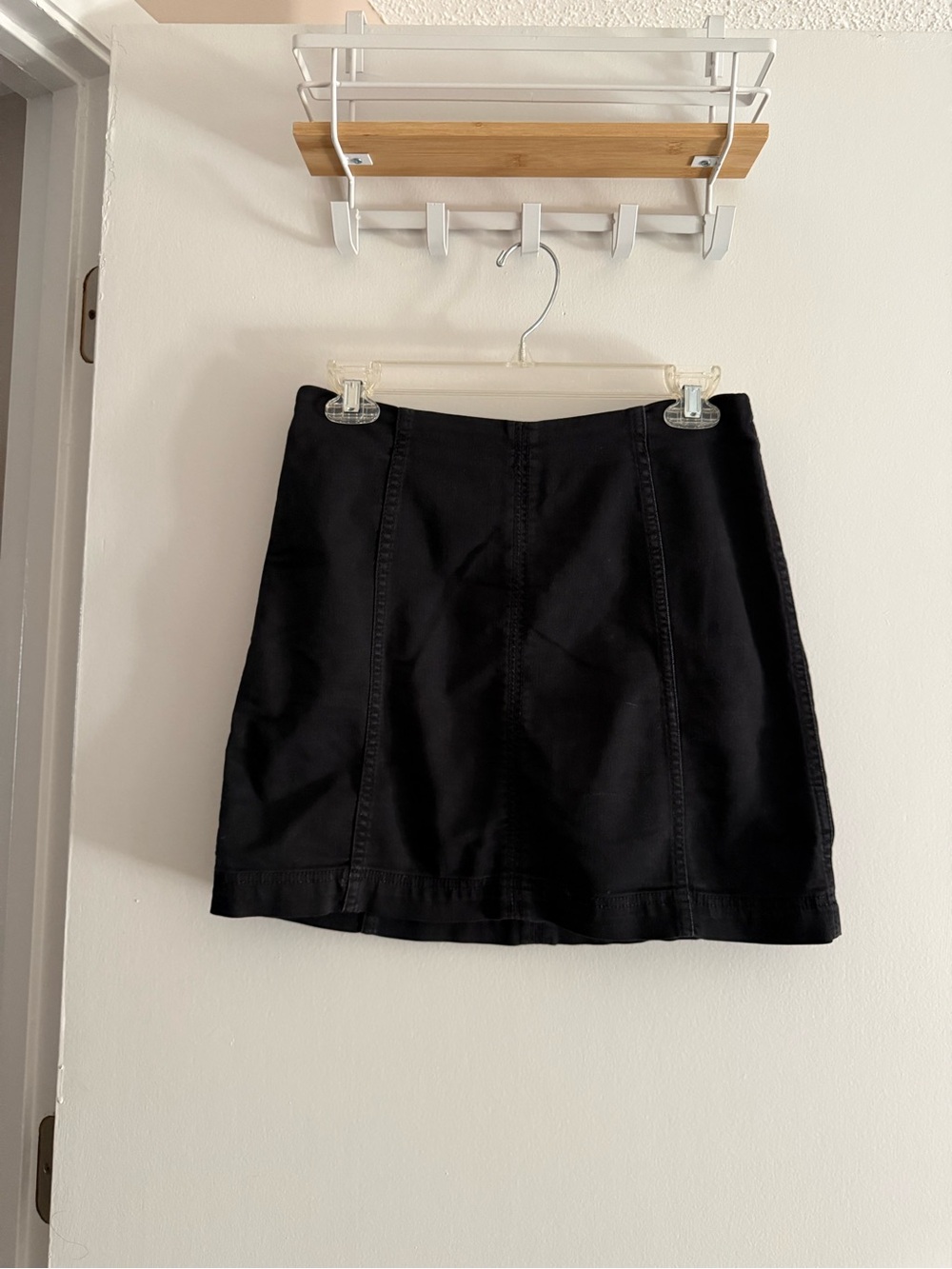 Free People Black Mini Skirt with Panel Stitching